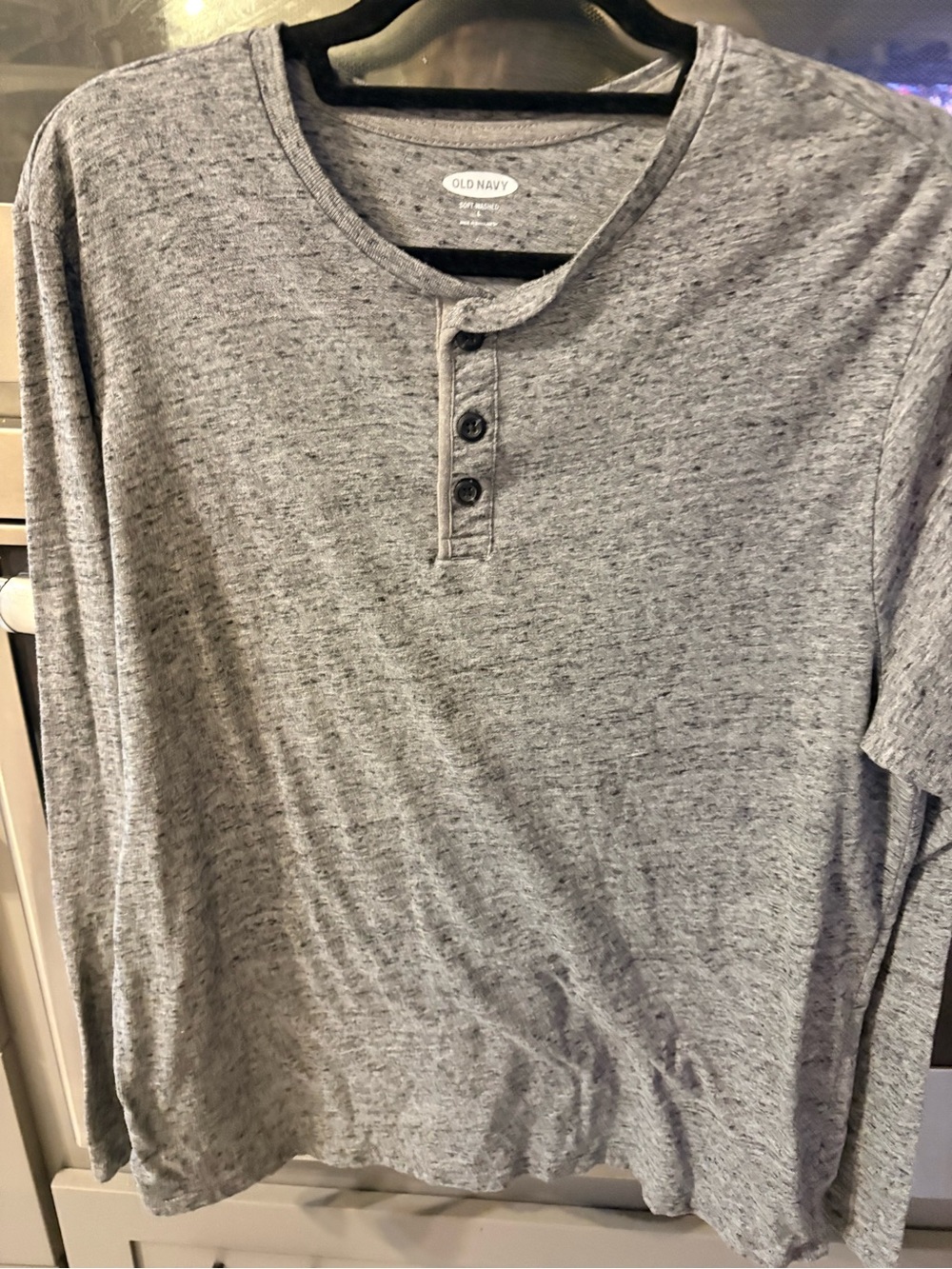Old Navy Men's Light Heather Gray Long-Sleeve Henley